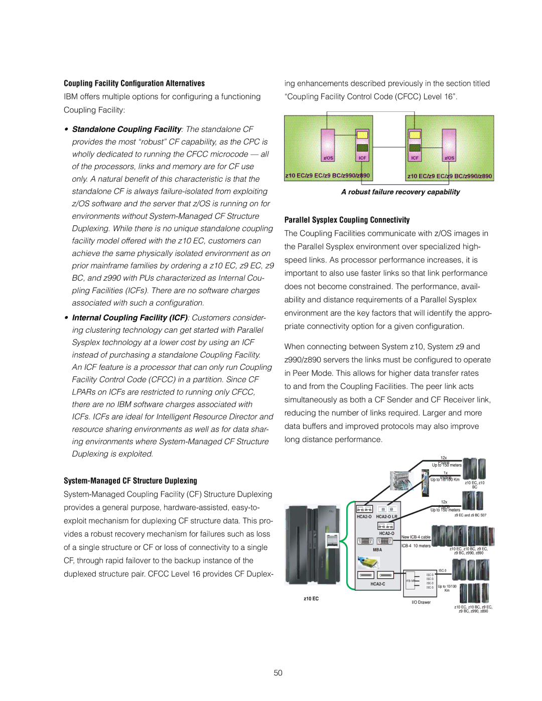 IBM Z10 EC manual Coupling Facility Conﬁguration Alternatives, System-Managed CF Structure Duplexing 