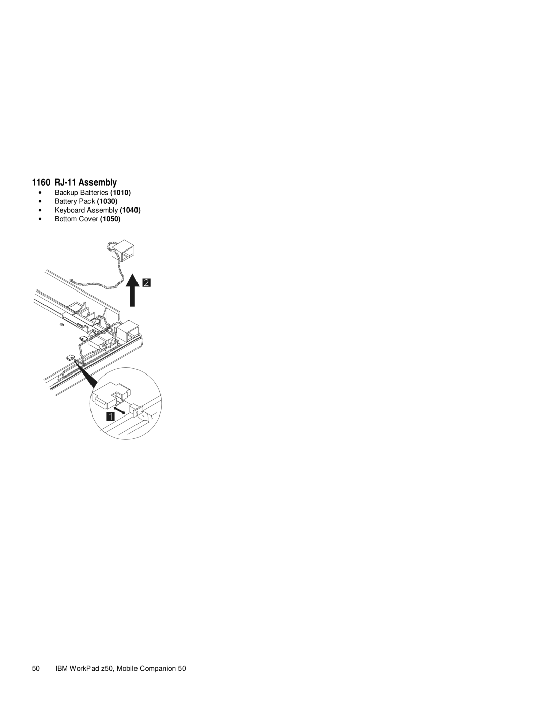 IBM Z50 manual 1160 RJ-11 Assembly 