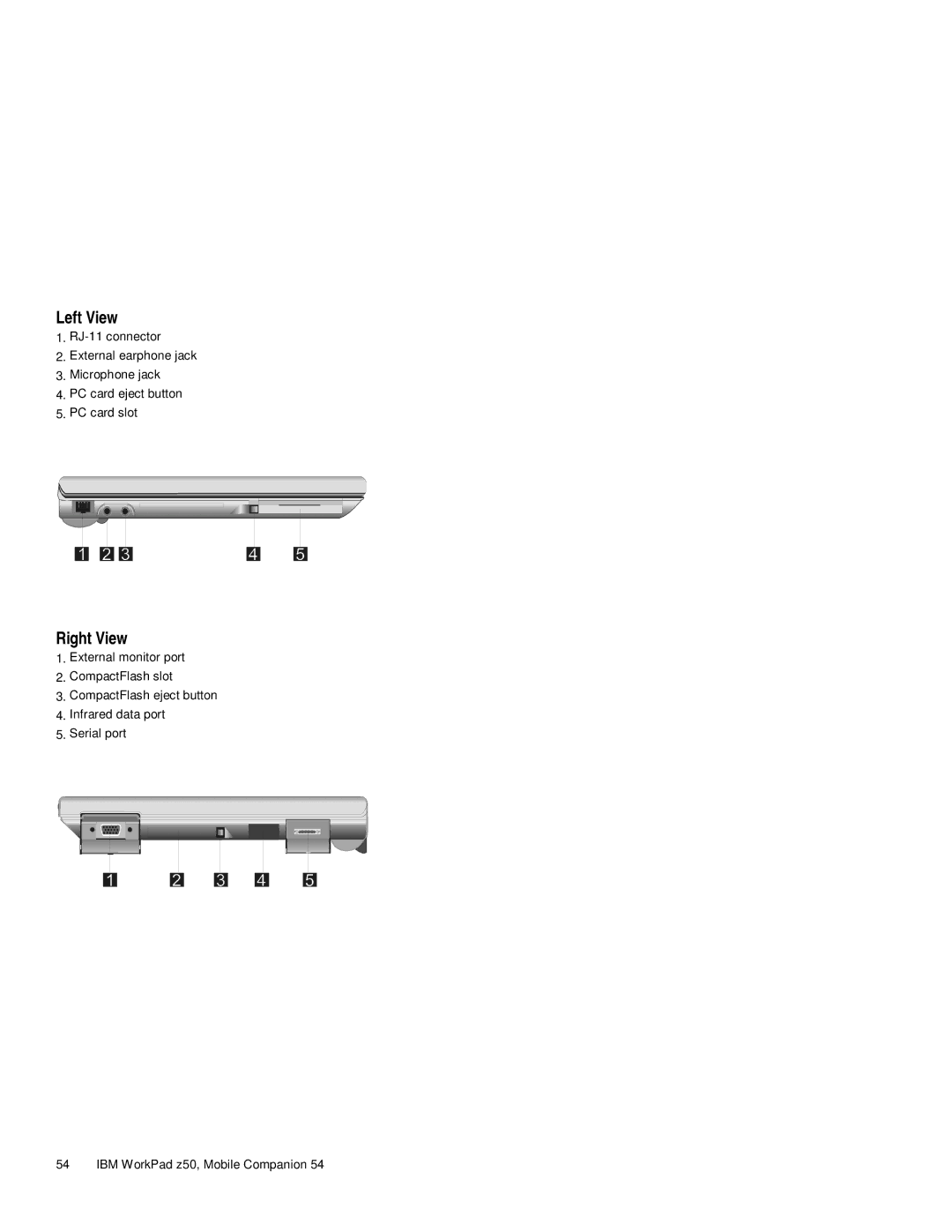 IBM Z50 manual Left View, Right View 