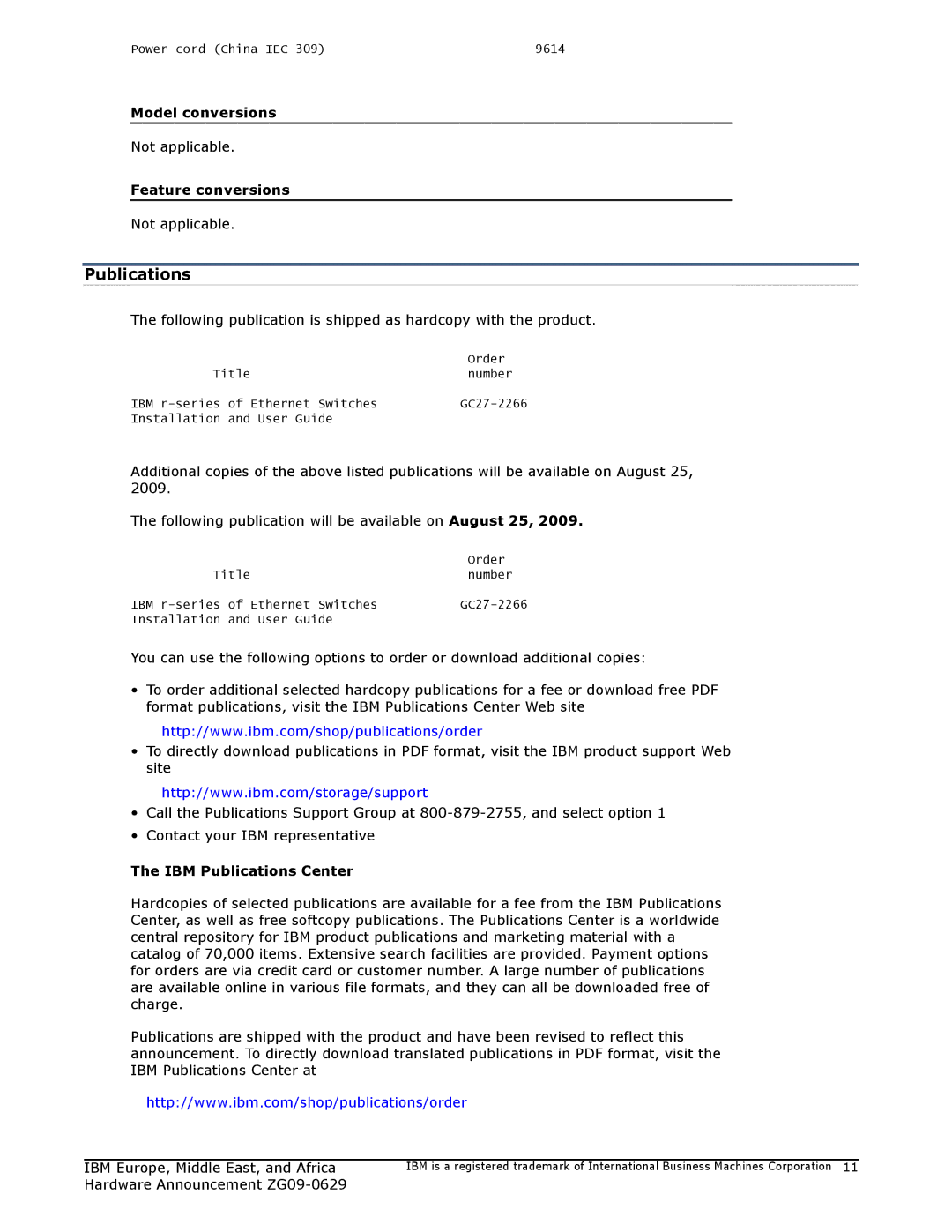 IBM ZG09-0629 manual Publications 