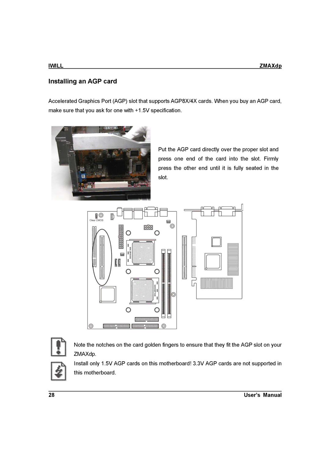 IBM ZMAXdp user manual Installing an AGP card 