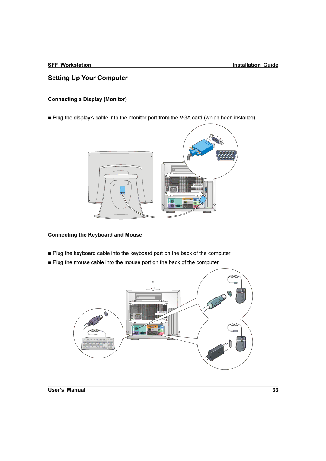 IBM ZMAXdp user manual Setting Up Your Computer, Connecting a Display Monitor, Connecting the Keyboard and Mouse 