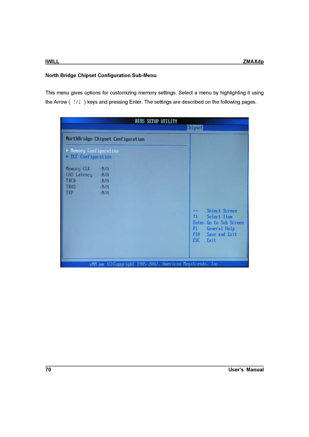 IBM ZMAXdp user manual North Bridge Chipset Configuration Sub-Menu 