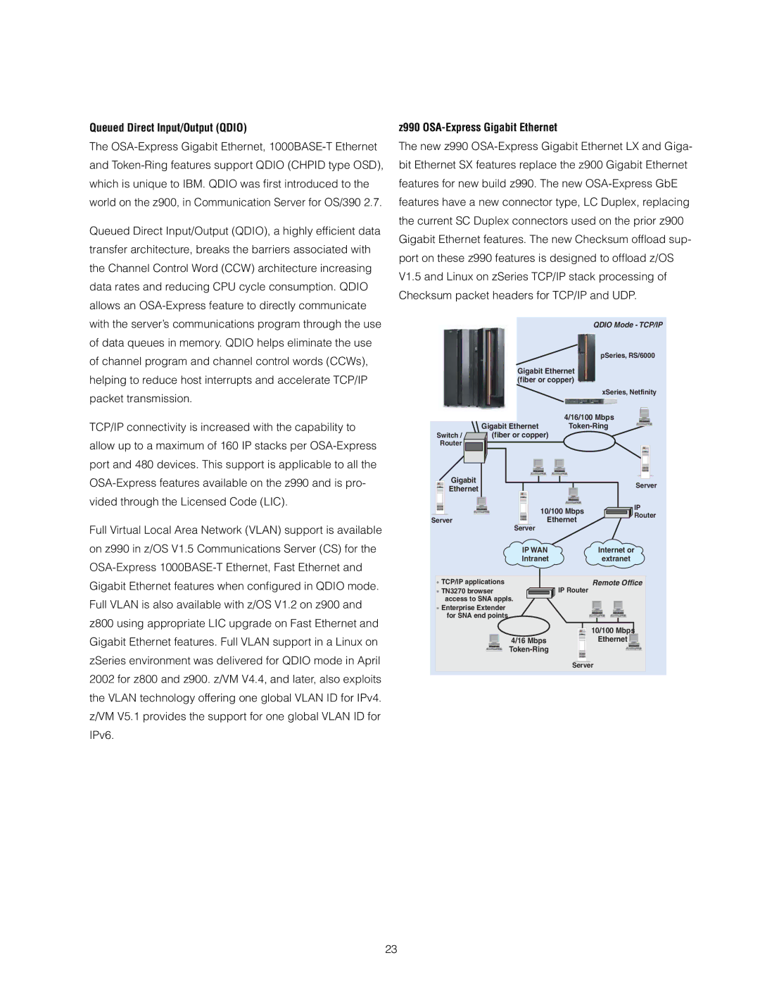 IBM z/OS manual Queued Direct Input/Output Qdio, Z990 OSA-Express Gigabit Ethernet 