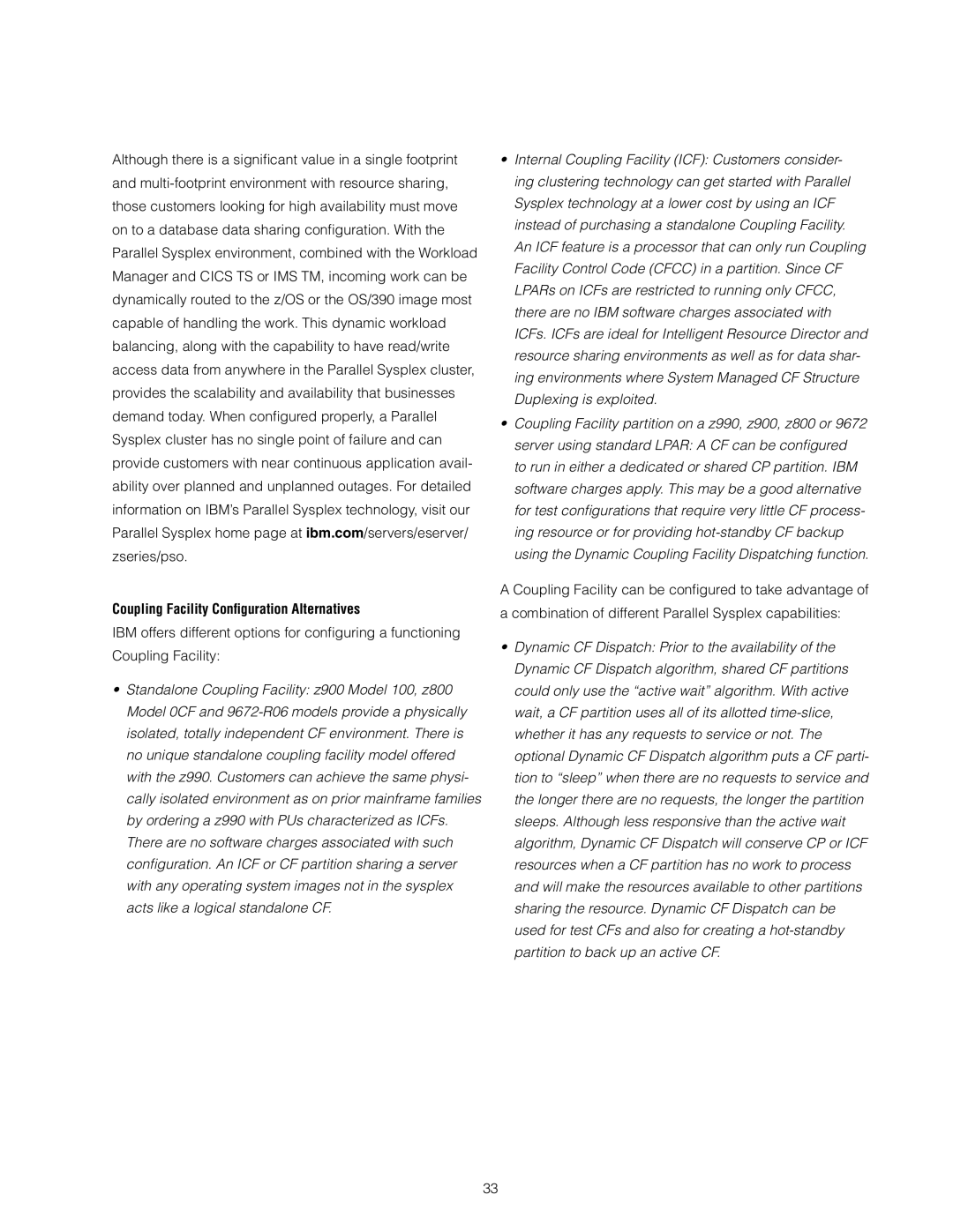 IBM z/OS manual Coupling Facility Conﬁguration Alternatives 