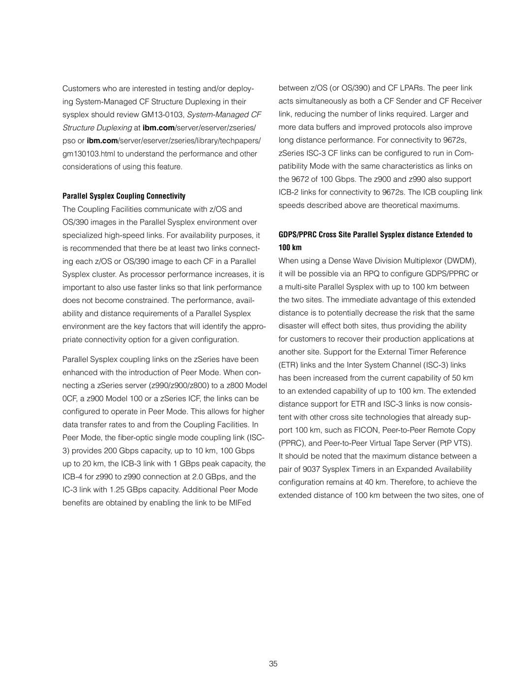 IBM z/OS manual Parallel Sysplex Coupling Connectivity 