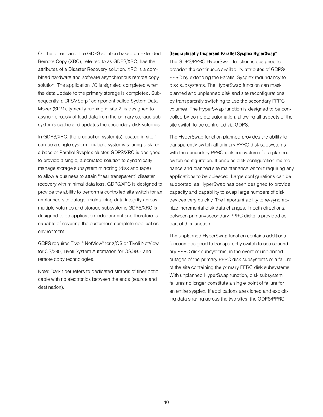 IBM z/OS manual Geographically Dispersed Parallel Sysplex HyperSwap 