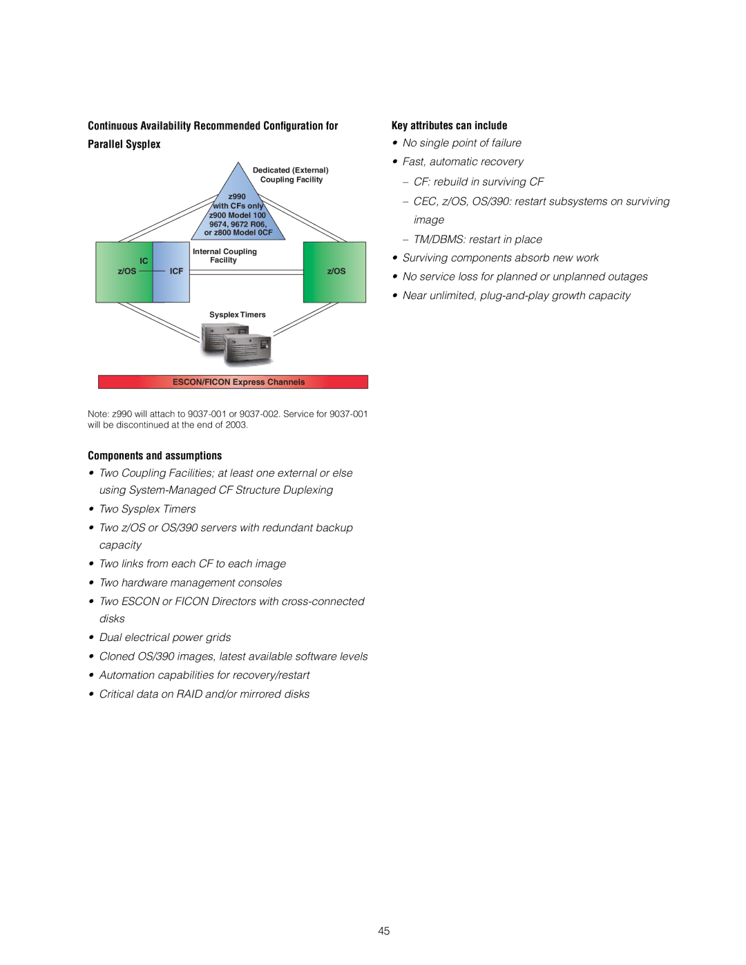 IBM z/OS manual No single point of failure, Components and assumptions 