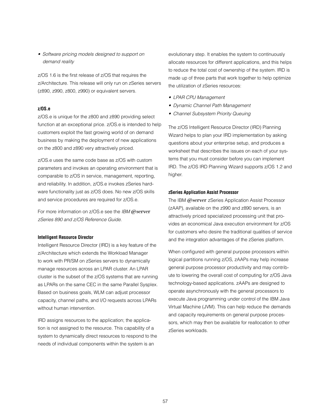 IBM z/OS manual OS.e, ZSeries Application Assist Processor 