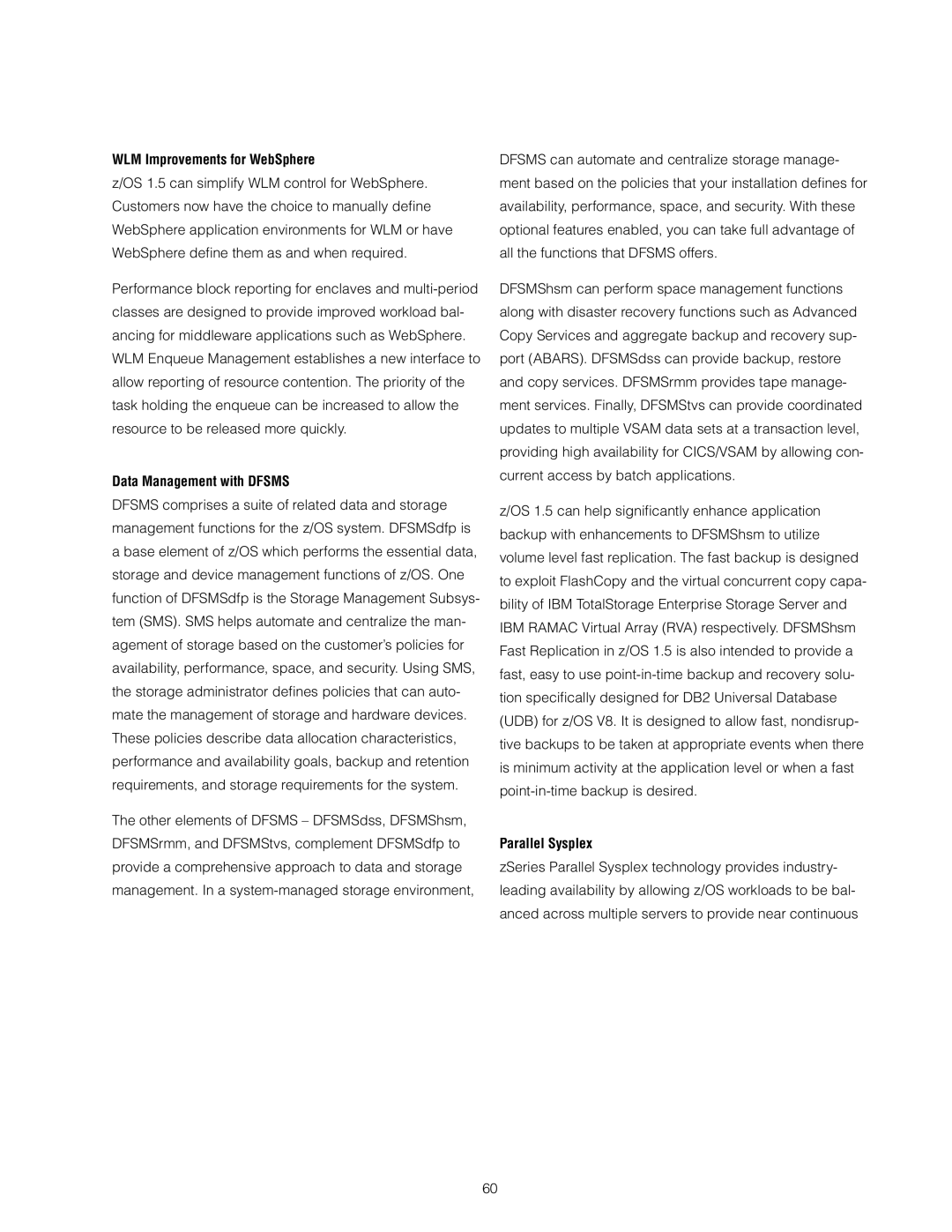 IBM z/OS manual WLM Improvements for WebSphere, Data Management with Dfsms 