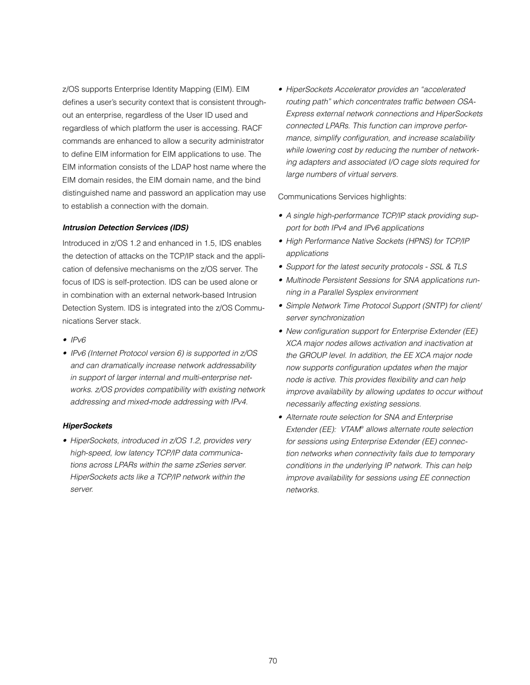 IBM z/OS manual Intrusion Detection Services IDS, HiperSockets 