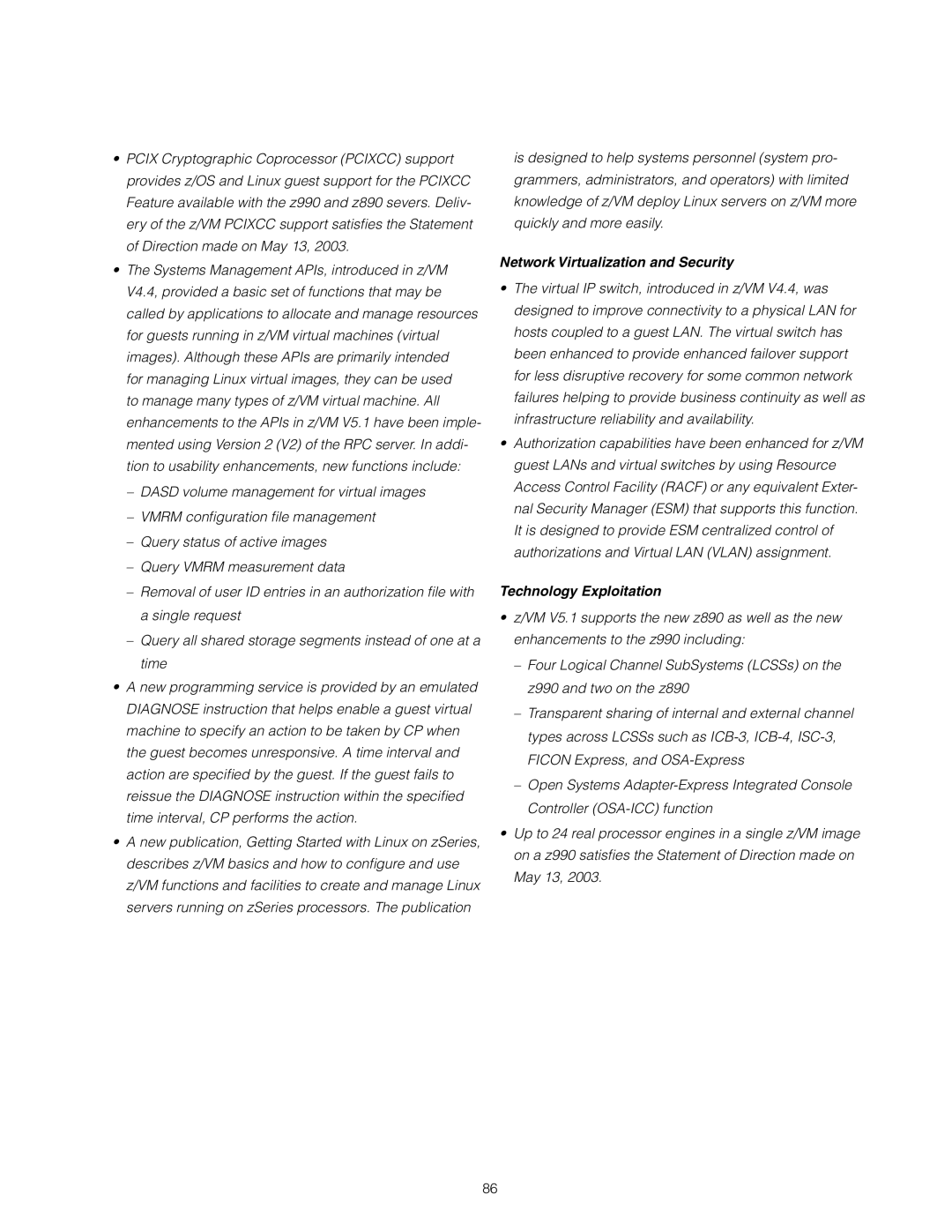 IBM z/OS manual Network Virtualization and Security, Technology Exploitation 