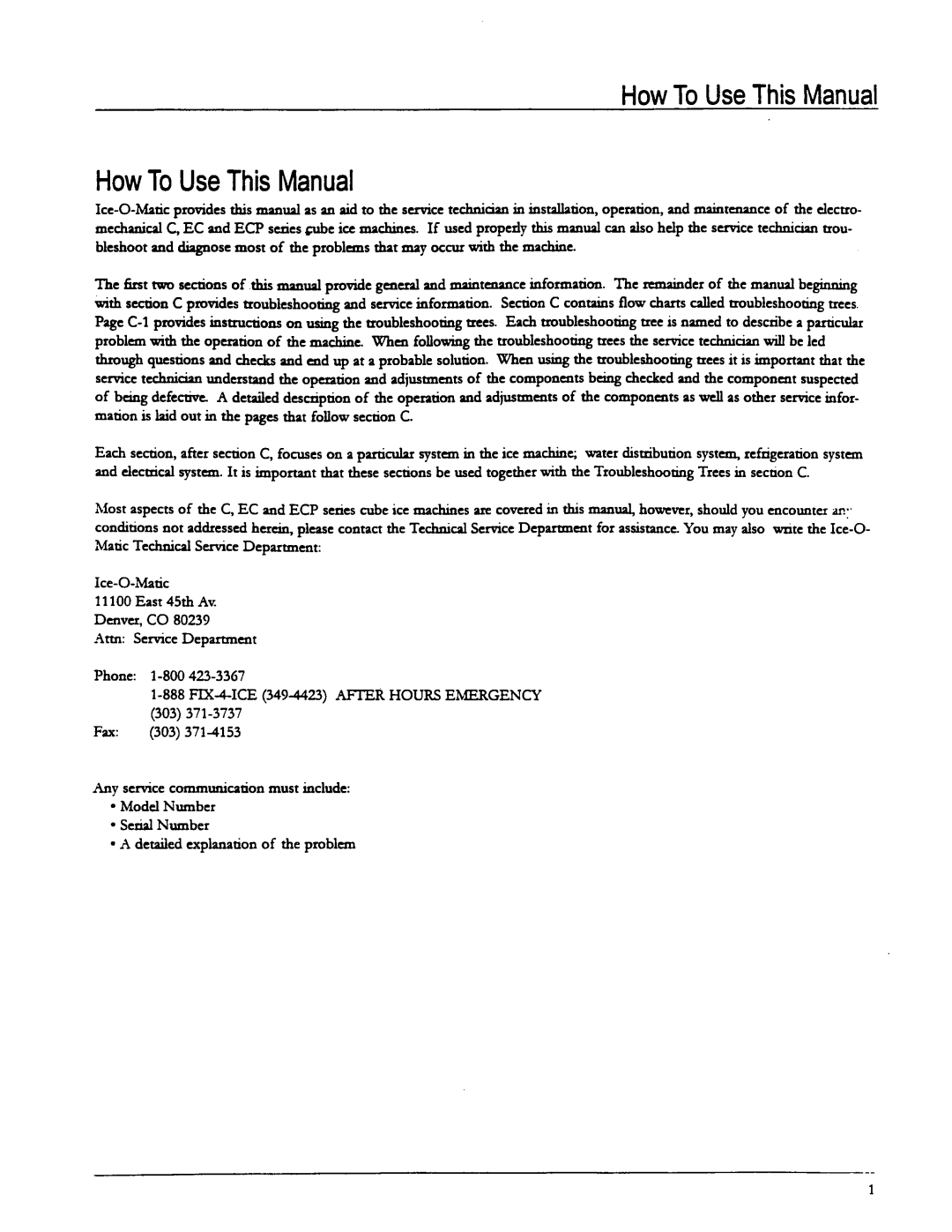 Ice-O-Matic EC Series, B Series, ECP Series manual 