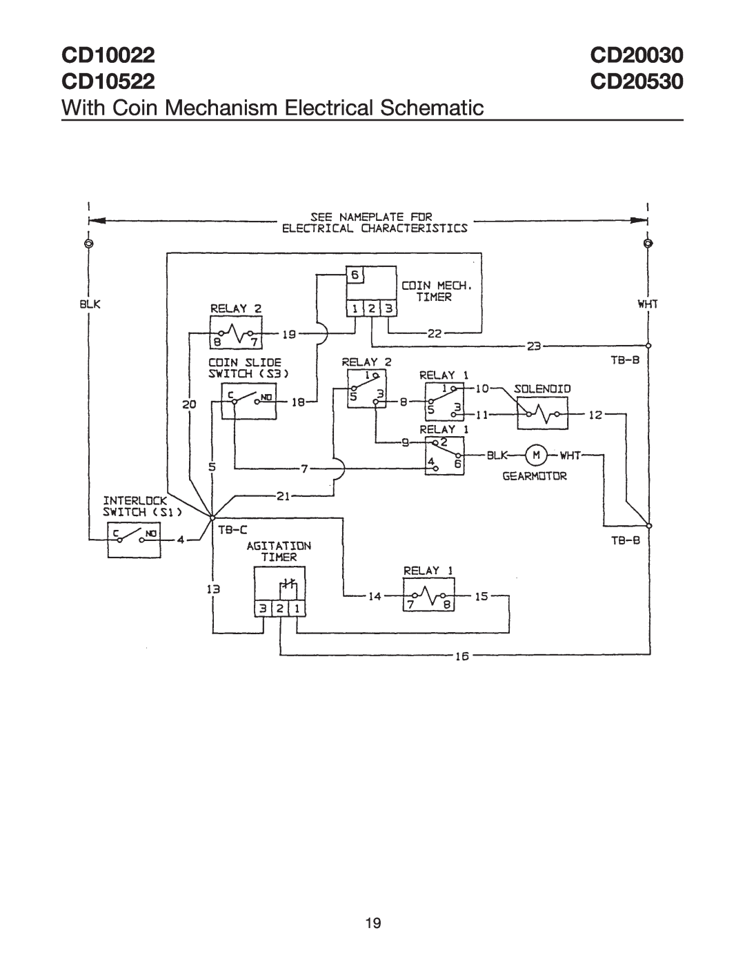 Ice-O-Matic CD20030 CD20530 installation manual CD10022, CD10522, With Coin Mechanism Electrical Schematic 