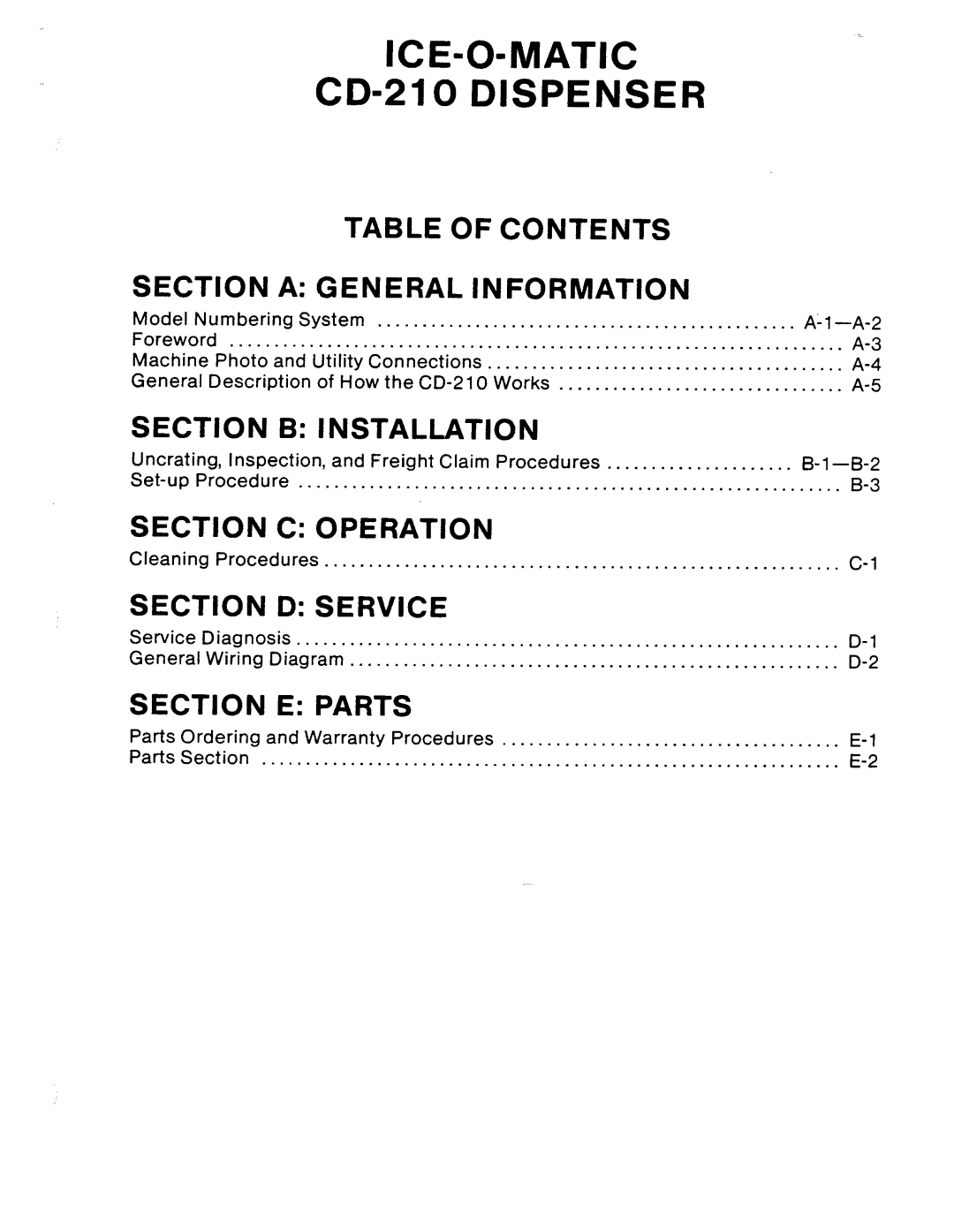 Ice-O-Matic CD210 manual 