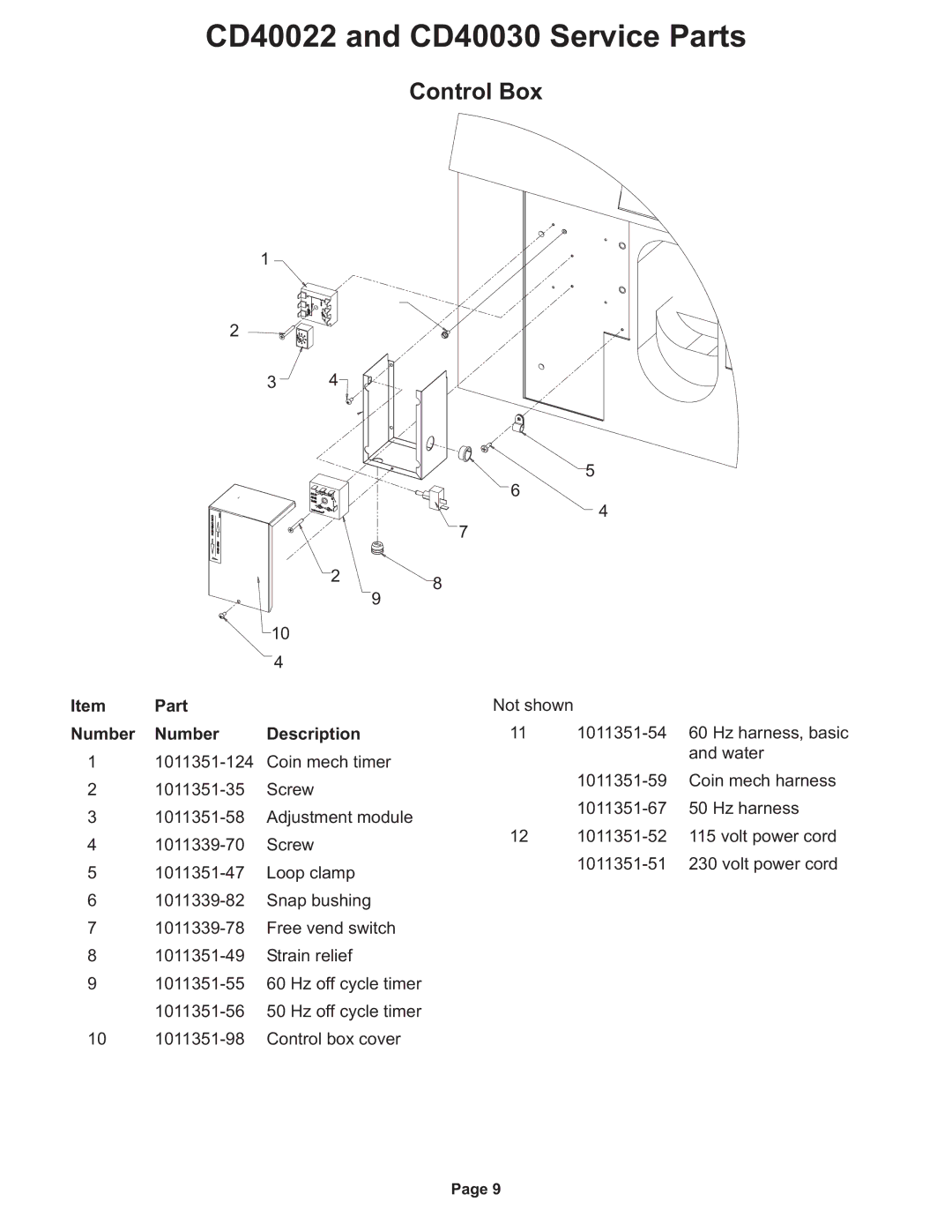 Ice-O-Matic CD40022 Series manual Control Box 