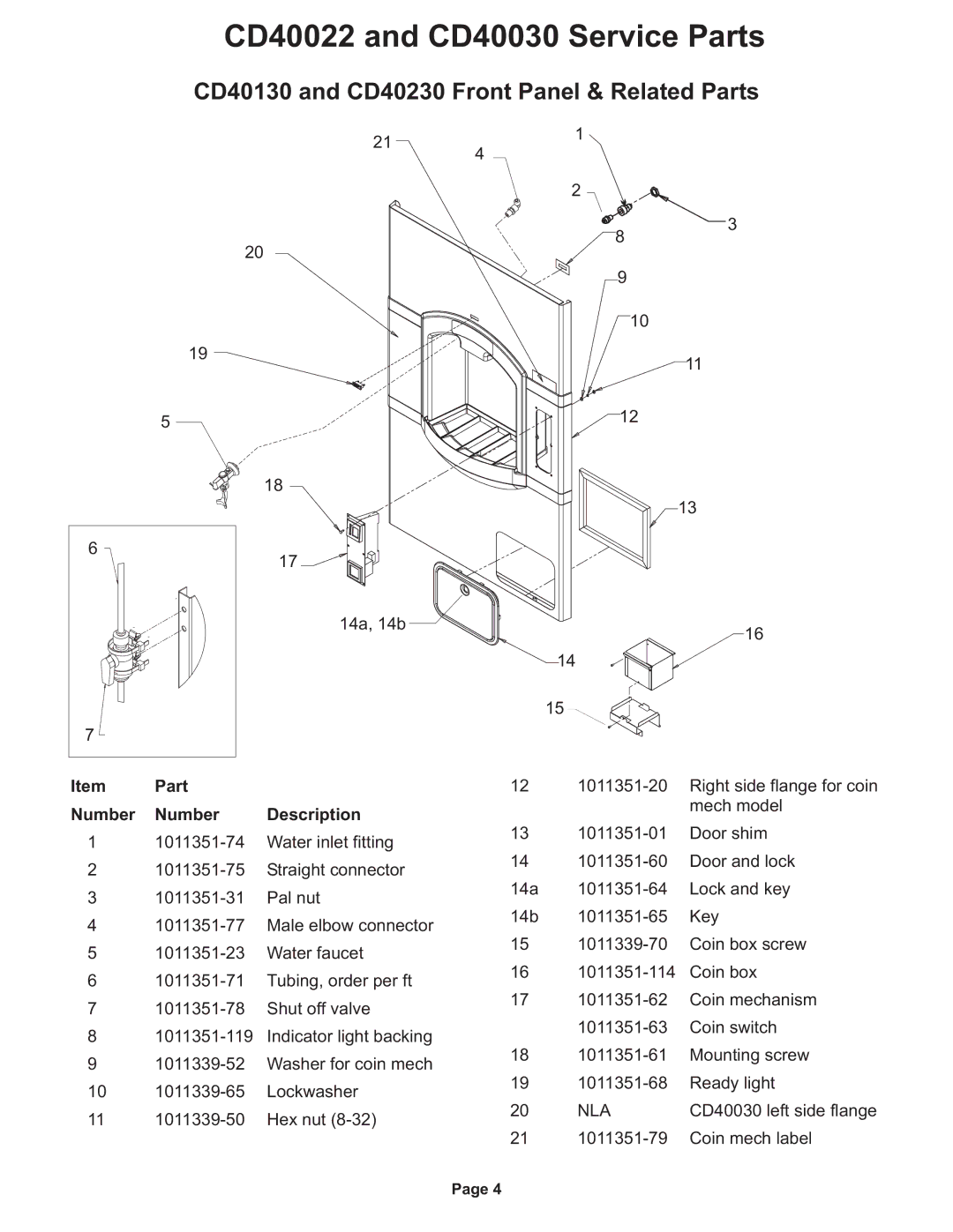 Ice-O-Matic CD40022 Series manual CD40130 and CD40230 Front Panel & Related Parts 