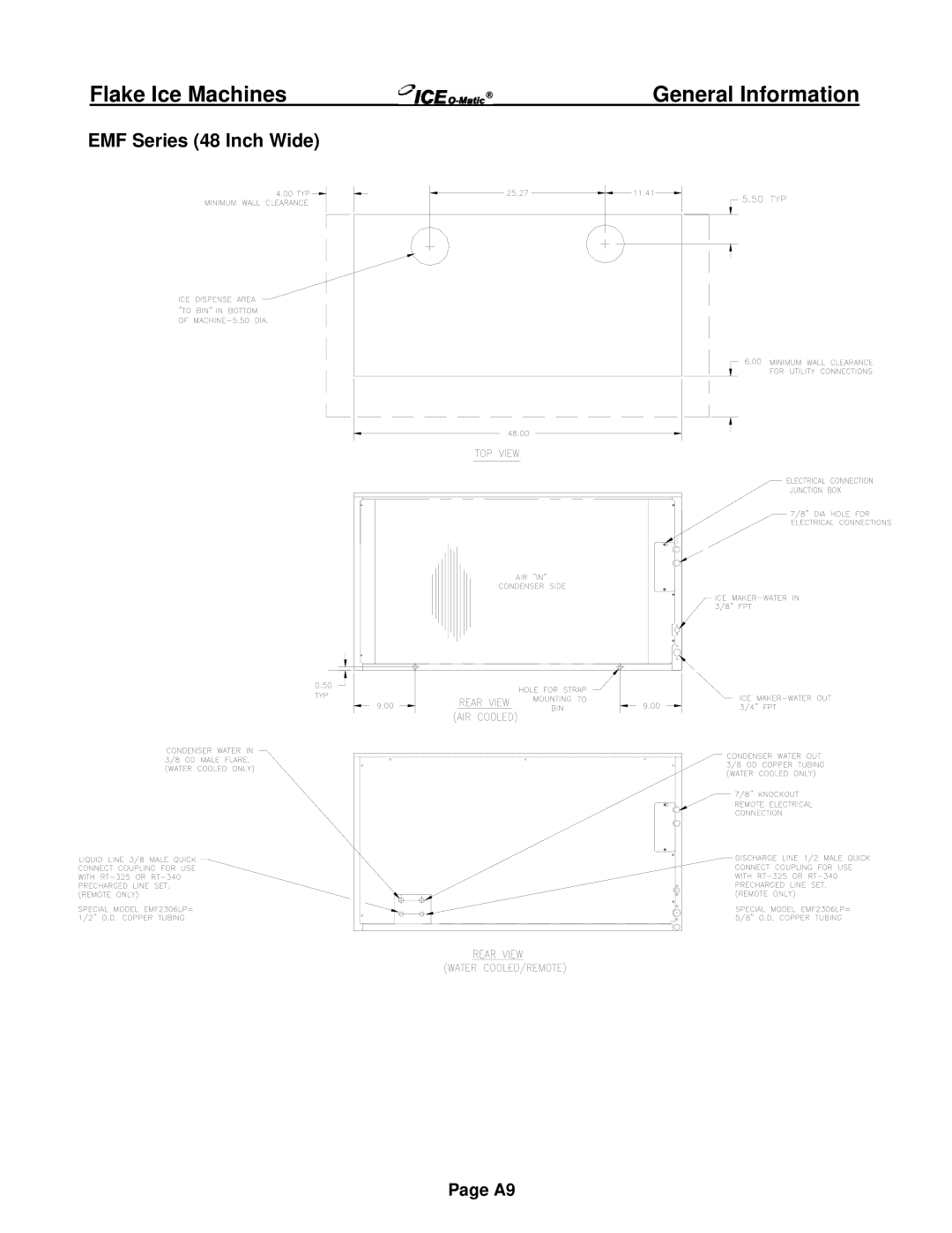 Ice-O-Matic EF Series installation manual EMF Series 48 Inch Wide 