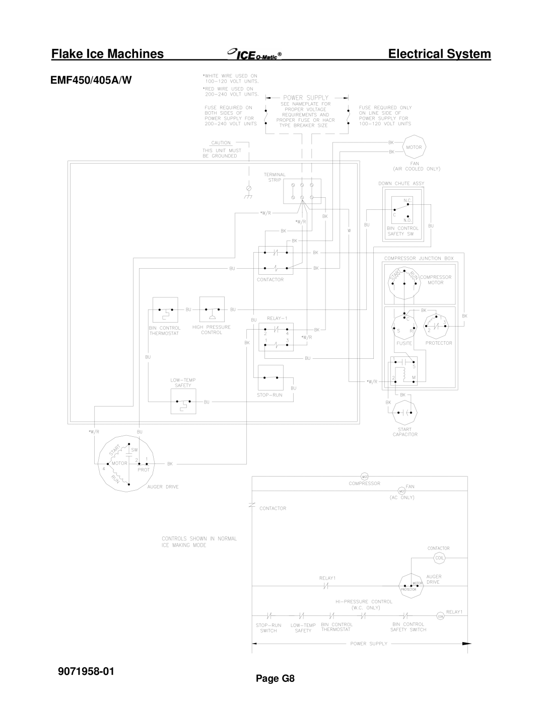 Ice-O-Matic EF Series, EMF Series installation manual EMF450/405A/W 9071958-01 