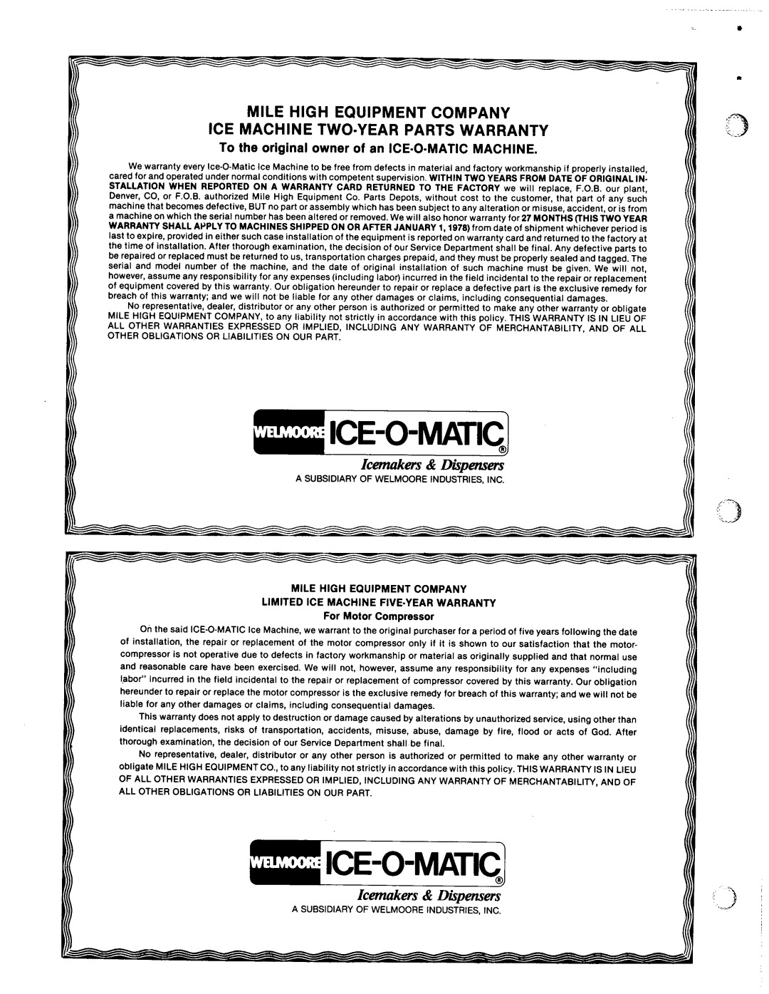 Ice-O-Matic FD550 manual 