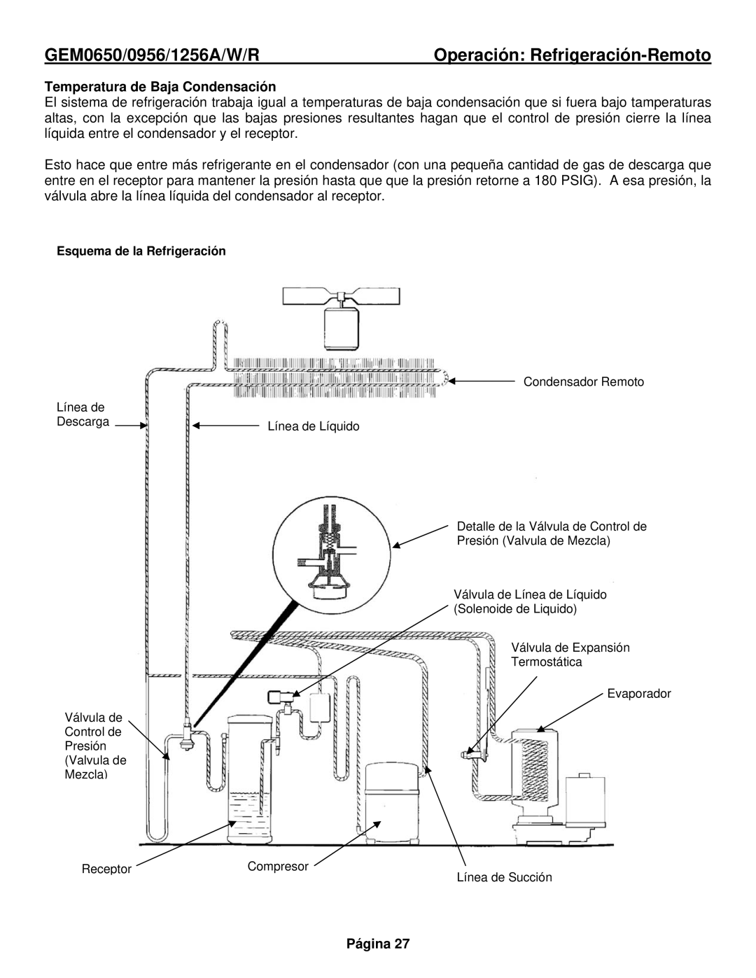 Ice-O-Matic GEM1256Remoto, GEM0956Remoto, GEM0655A, GEM0650Remoto manual Temperatura de Baja Condensación 