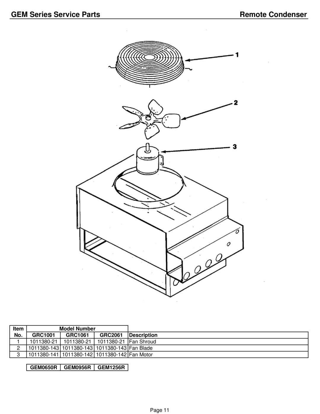 Ice-O-Matic GEM0956A/W/R, GEM1256A/W/R, GEM0650A/W/R, GEM0655 manual Remote Condenser, GEM0650R GEM0956R GEM1256R 