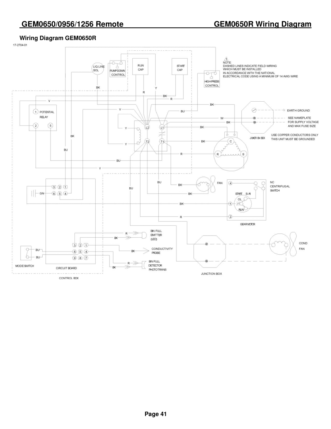 Ice-O-Matic GEM1256R, GEM0956R installation manual GEM0650R Wiring Diagram, Wiring Diagram GEM0650R 