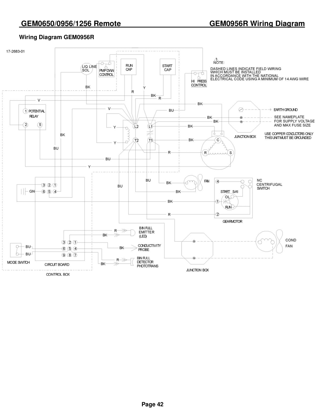 Ice-O-Matic GEM1256R, GEM0650R installation manual GEM0956R Wiring Diagram, Wiring Diagram GEM0956R 