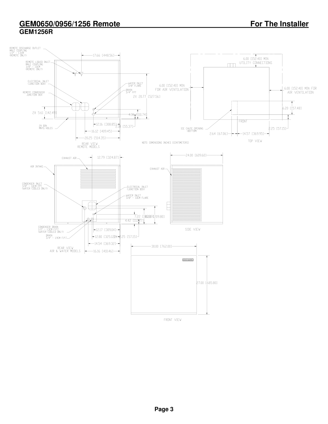 Ice-O-Matic GEM1256R, GEM0956R, GEM0650R installation manual 