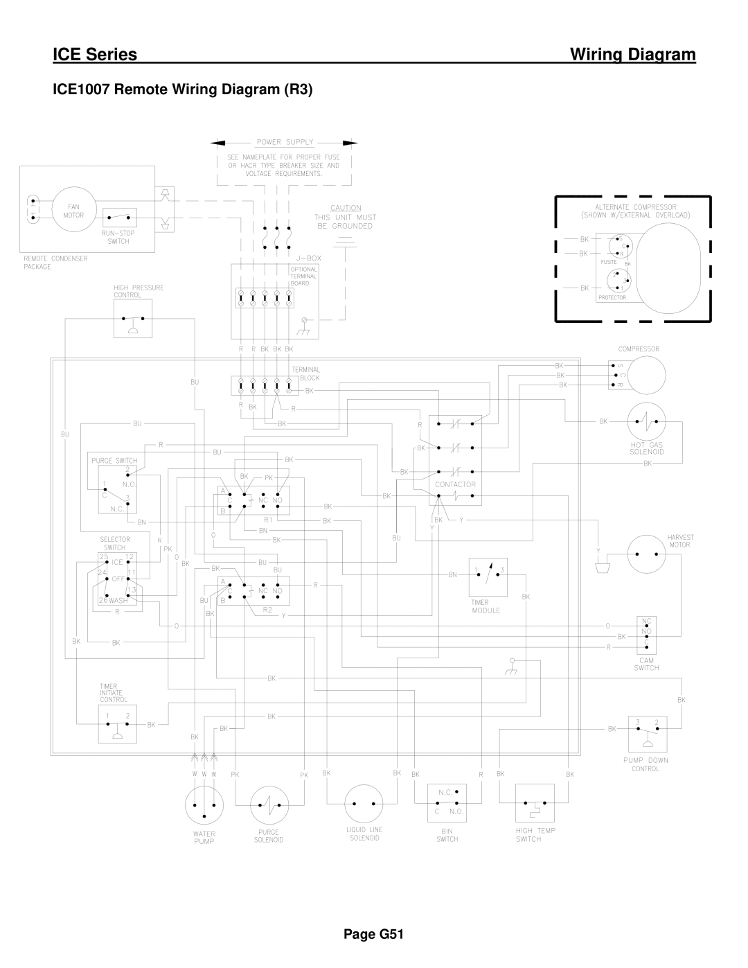 Ice-O-Matic ICE0250 Series installation manual ICE1007 Remote Wiring Diagram R3 