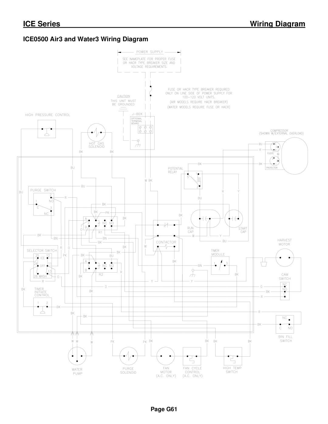 Ice-O-Matic ICE0250 Series installation manual ICE0500 Air3 and Water3 Wiring Diagram 