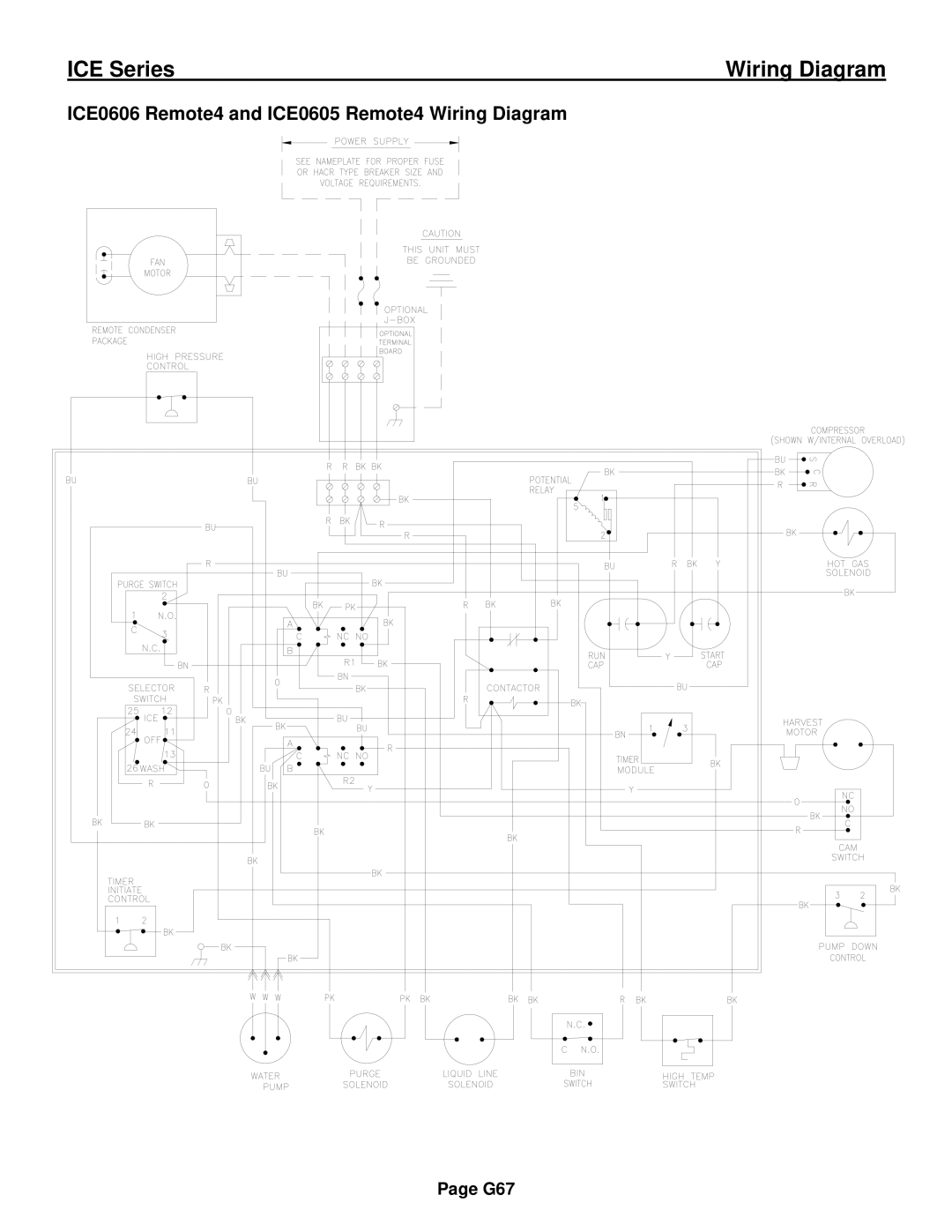 Ice-O-Matic ICE0250 Series installation manual ICE0606 Remote4 and ICE0605 Remote4 Wiring Diagram 