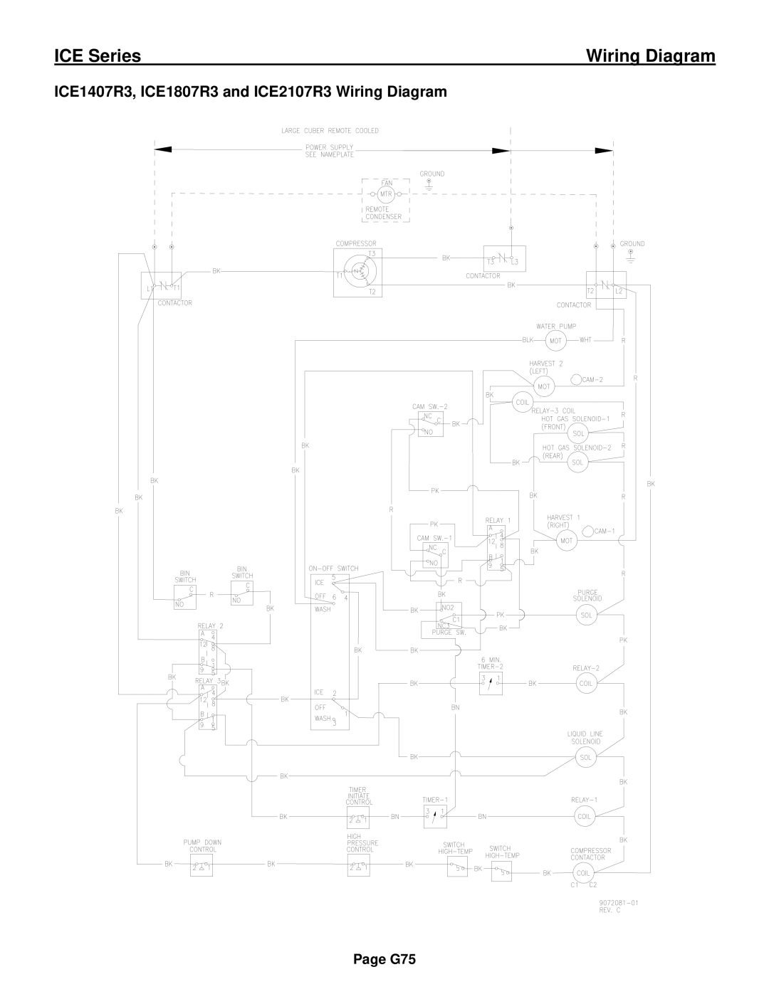 Ice-O-Matic ICE0250 Series installation manual ICE1407R3, ICE1807R3 and ICE2107R3 Wiring Diagram 