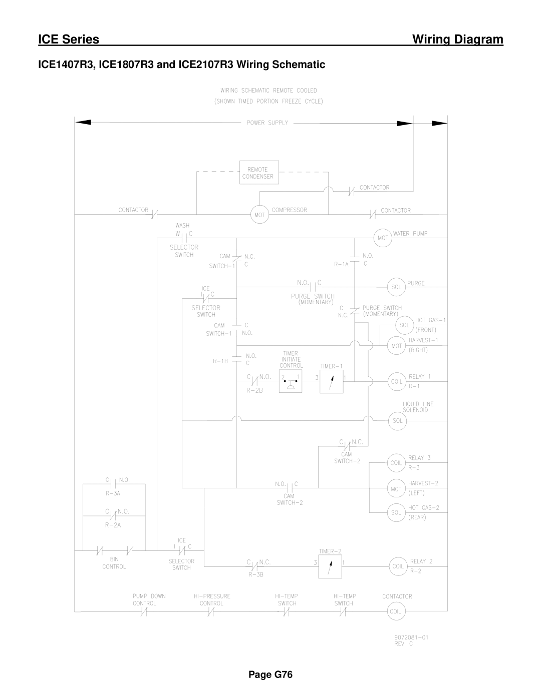 Ice-O-Matic ICE0250 Series installation manual ICE1407R3, ICE1807R3 and ICE2107R3 Wiring Schematic 