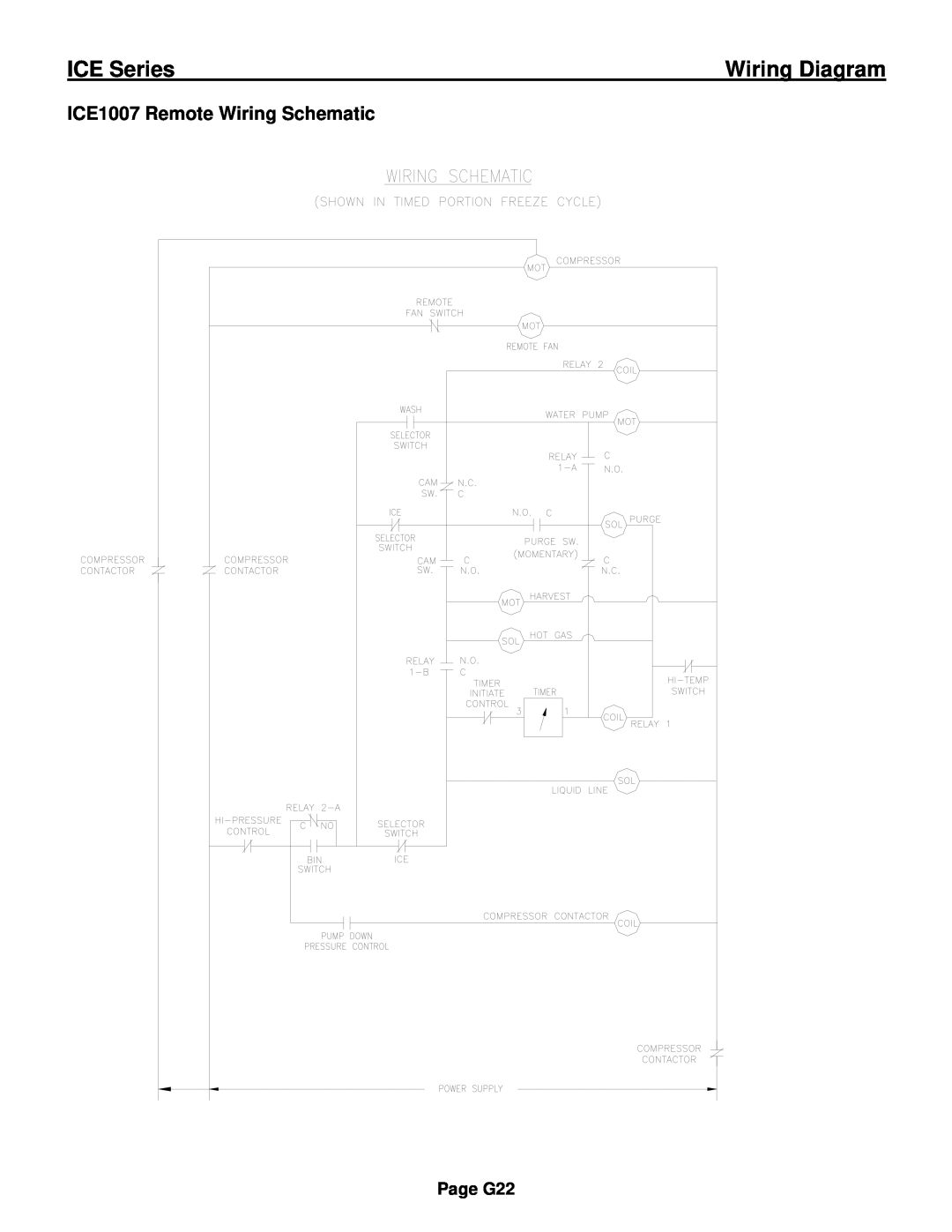 Ice-O-Matic ICE0250 Series installation manual ICE1007 Remote Wiring Schematic, ICE Series, Wiring Diagram, Page G22 