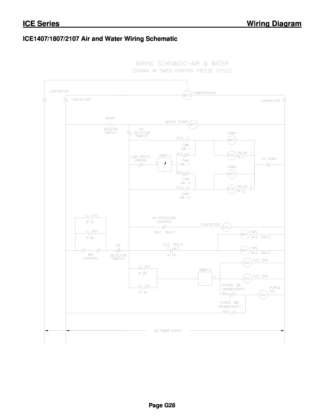 Ice-O-Matic ICE0250 Series ICE1407/1807/2107 Air and Water Wiring Schematic, ICE Series, Wiring Diagram, Page G28 