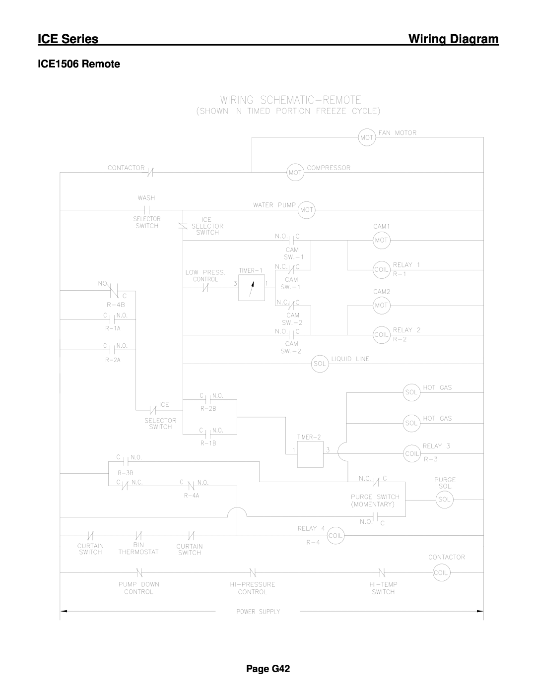 Ice-O-Matic ICE0250 Series installation manual ICE Series, Wiring Diagram, ICE1506 Remote, Page G42 