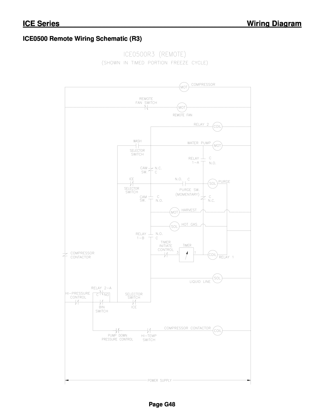 Ice-O-Matic ICE0250 Series installation manual ICE0500 Remote Wiring Schematic R3, ICE Series, Wiring Diagram, Page G48 
