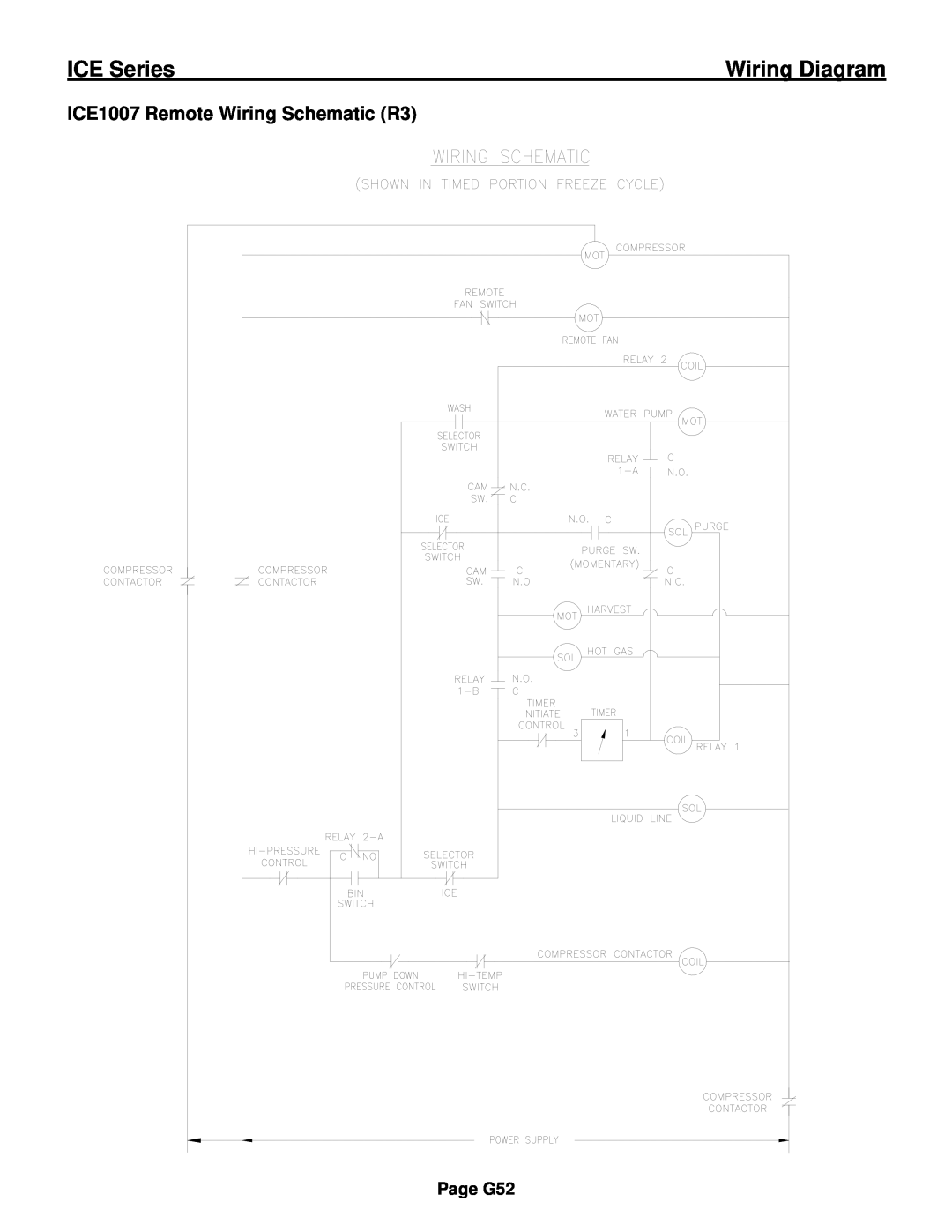 Ice-O-Matic ICE0250 Series installation manual ICE1007 Remote Wiring Schematic R3, ICE Series, Wiring Diagram, Page G52 