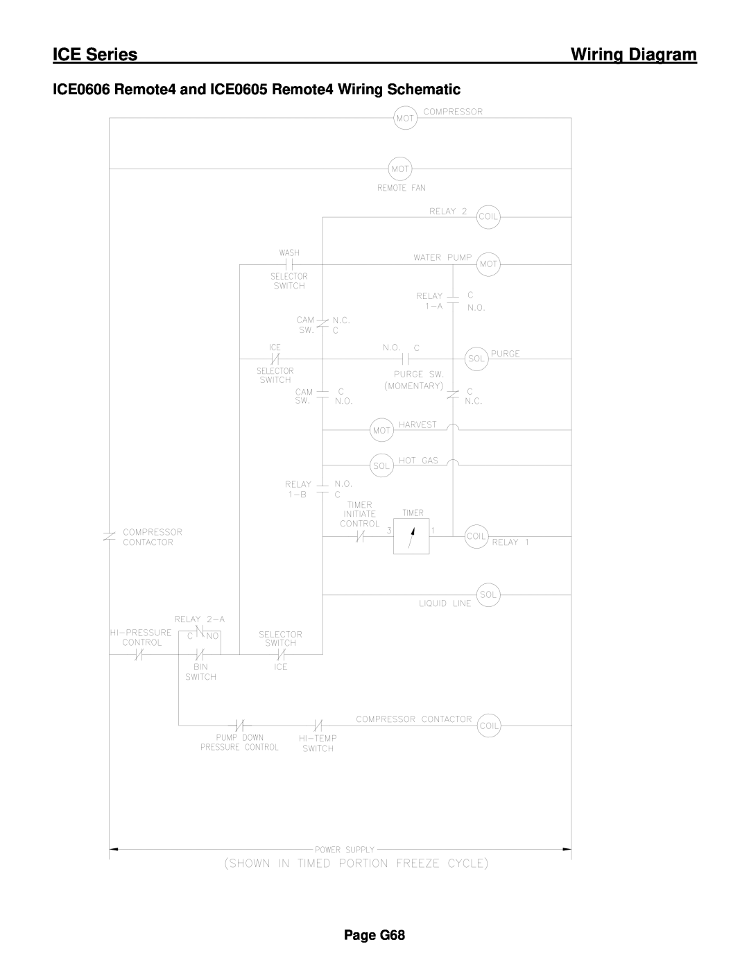 Ice-O-Matic ICE0250 Series ICE0606 Remote4 and ICE0605 Remote4 Wiring Schematic, ICE Series, Wiring Diagram, Page G68 