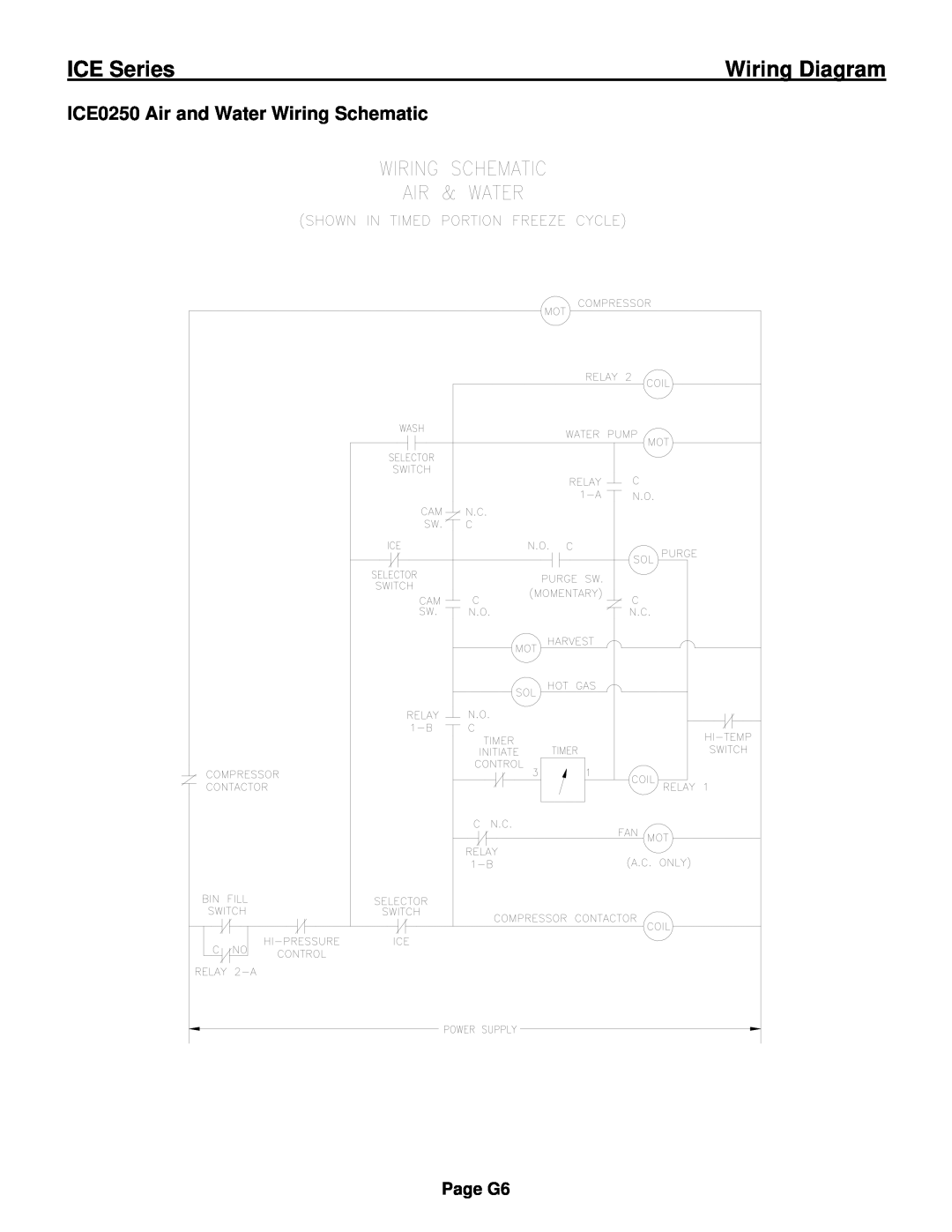 Ice-O-Matic ICE0250 Series installation manual ICE0250 Air and Water Wiring Schematic, ICE Series, Wiring Diagram, Page G6 
