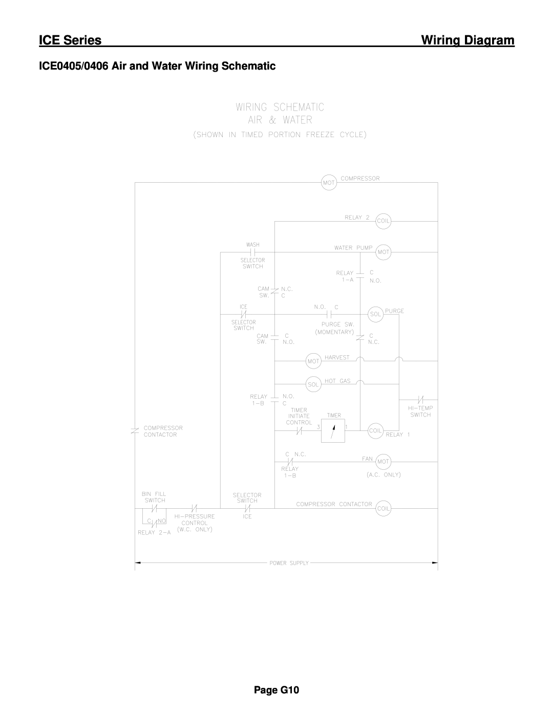 Ice-O-Matic ICE0250 Series ICE0405/0406 Air and Water Wiring Schematic, ICE Series, Wiring Diagram, Page G10 