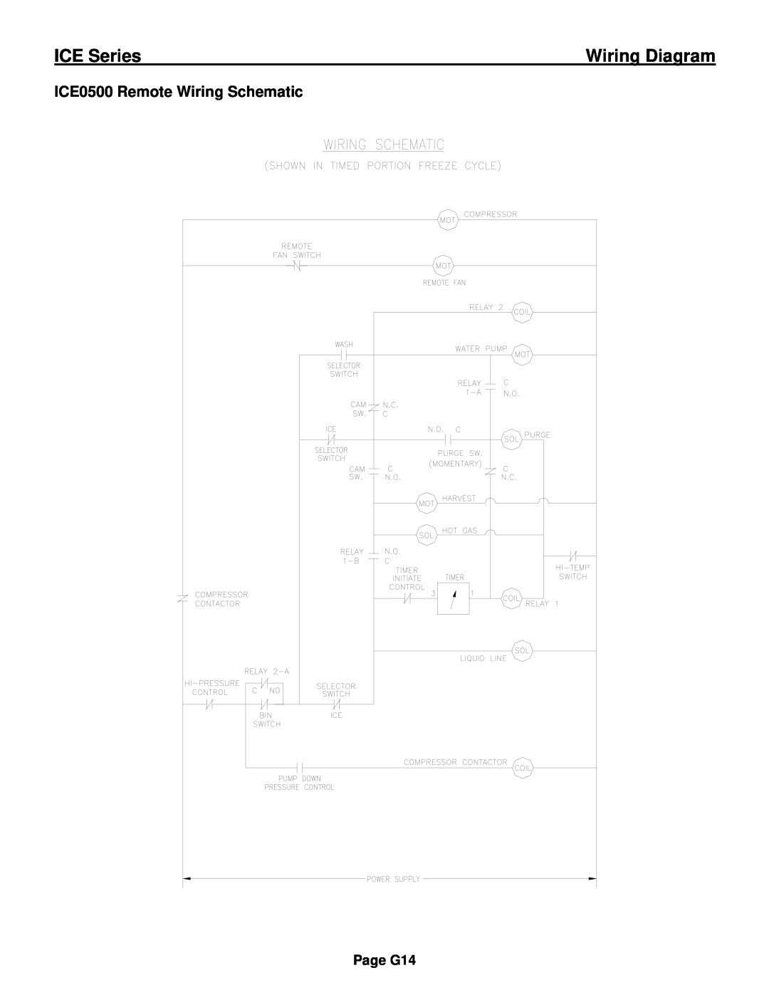 Ice-O-Matic ICE0250 Series installation manual ICE0500 Remote Wiring Schematic, ICE Series, Wiring Diagram, Page G14 