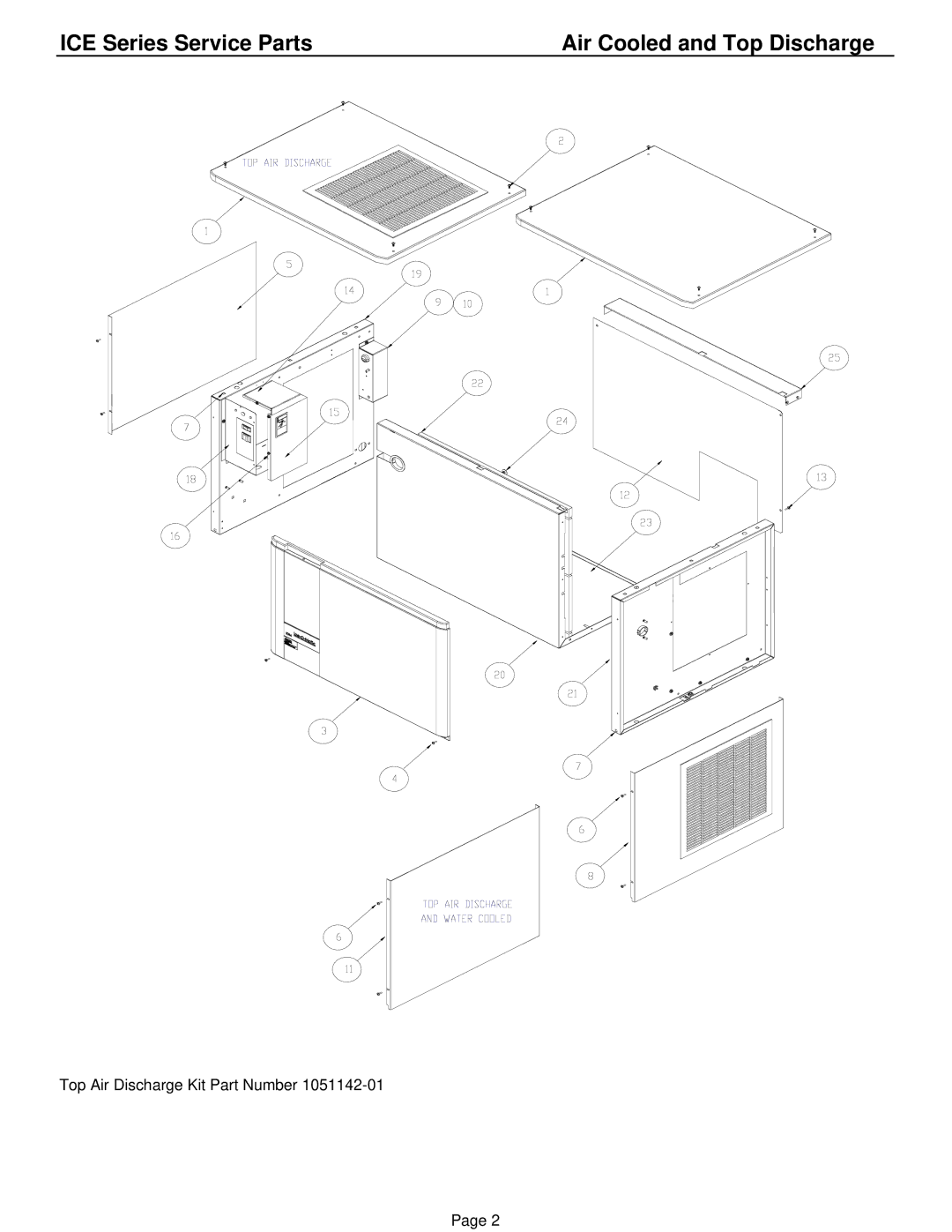 Ice-O-Matic ICE0250A4-T4-W4, ICE0500A3-T3-W3-R4, ICE0606A3-T3-W3-R4 ICE Series Service Parts Air Cooled and Top Discharge 