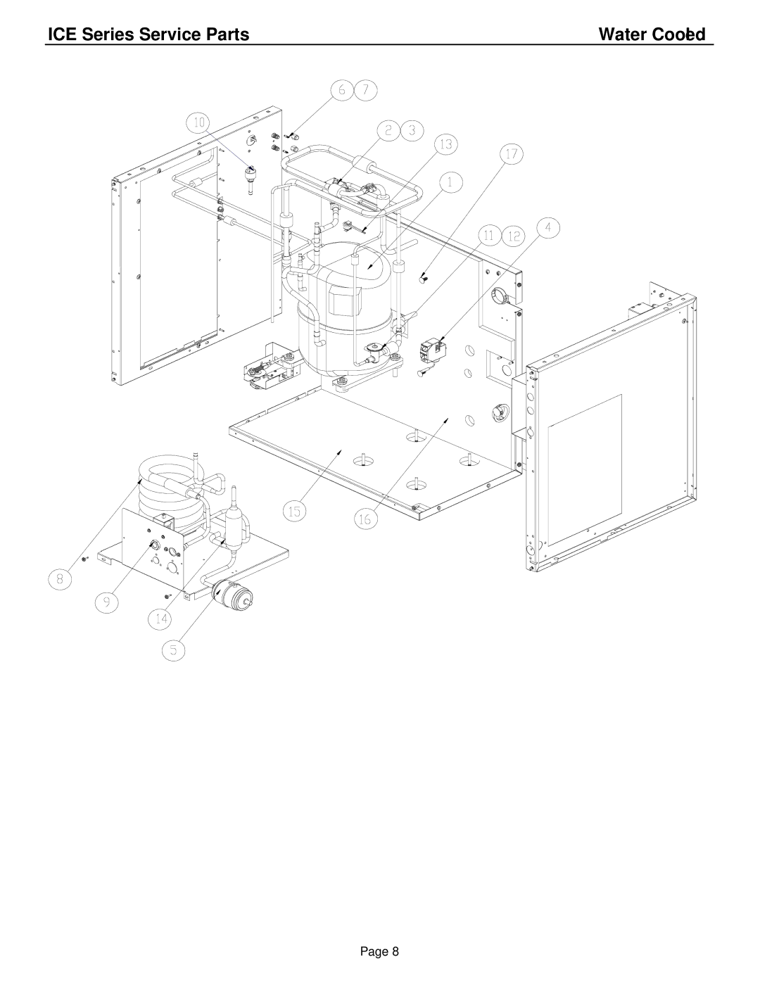 Ice-O-Matic ICE1006A3-W3-R4, ICE0806A3-W3-R4 manual ICE Series Service Parts Water Cooled 