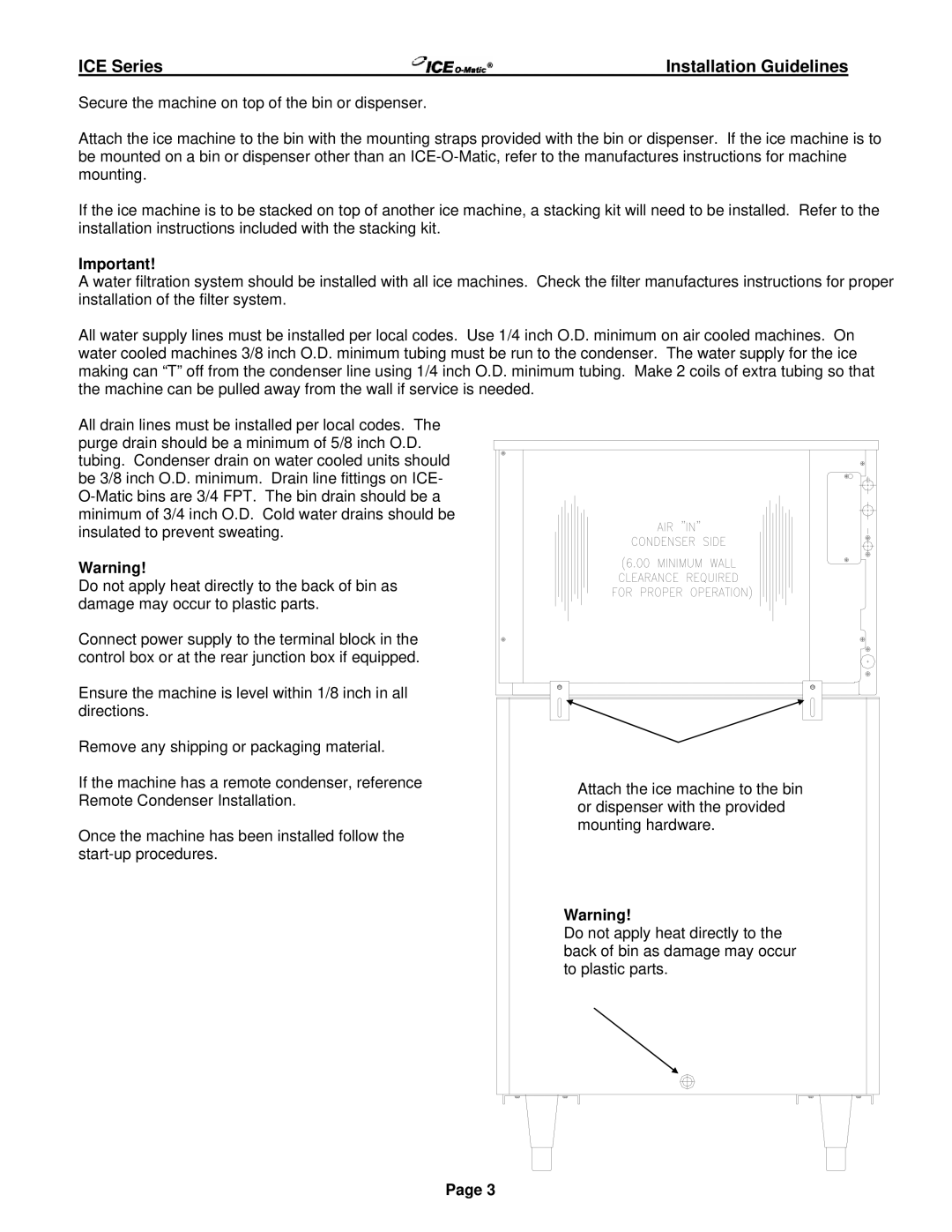 Ice-O-Matic ICE250 through ICE2100 SERIES manual ICE Series 