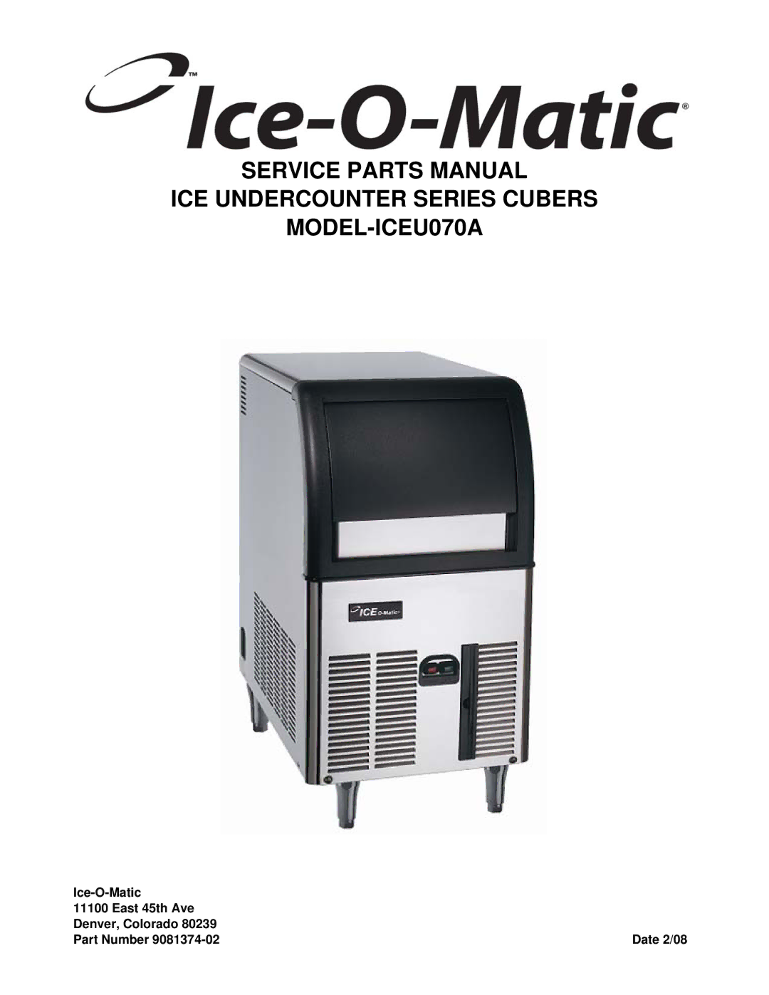 Ice-O-Matic ICEU070 manual 