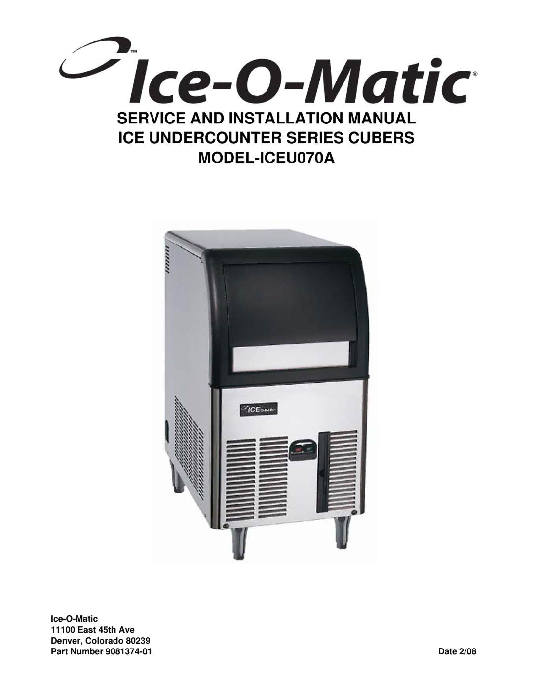 Ice-O-Matic ICEU070A installation manual 