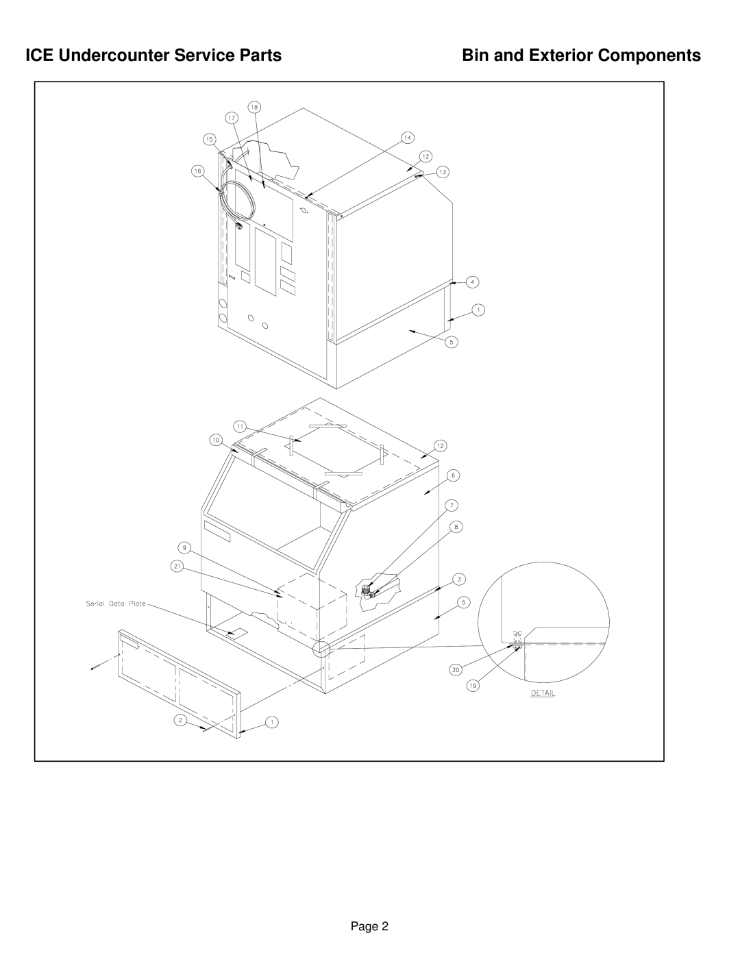 Ice-O-Matic iceu200, ICEU205, ICEU206 manual Bin and Exterior Components 