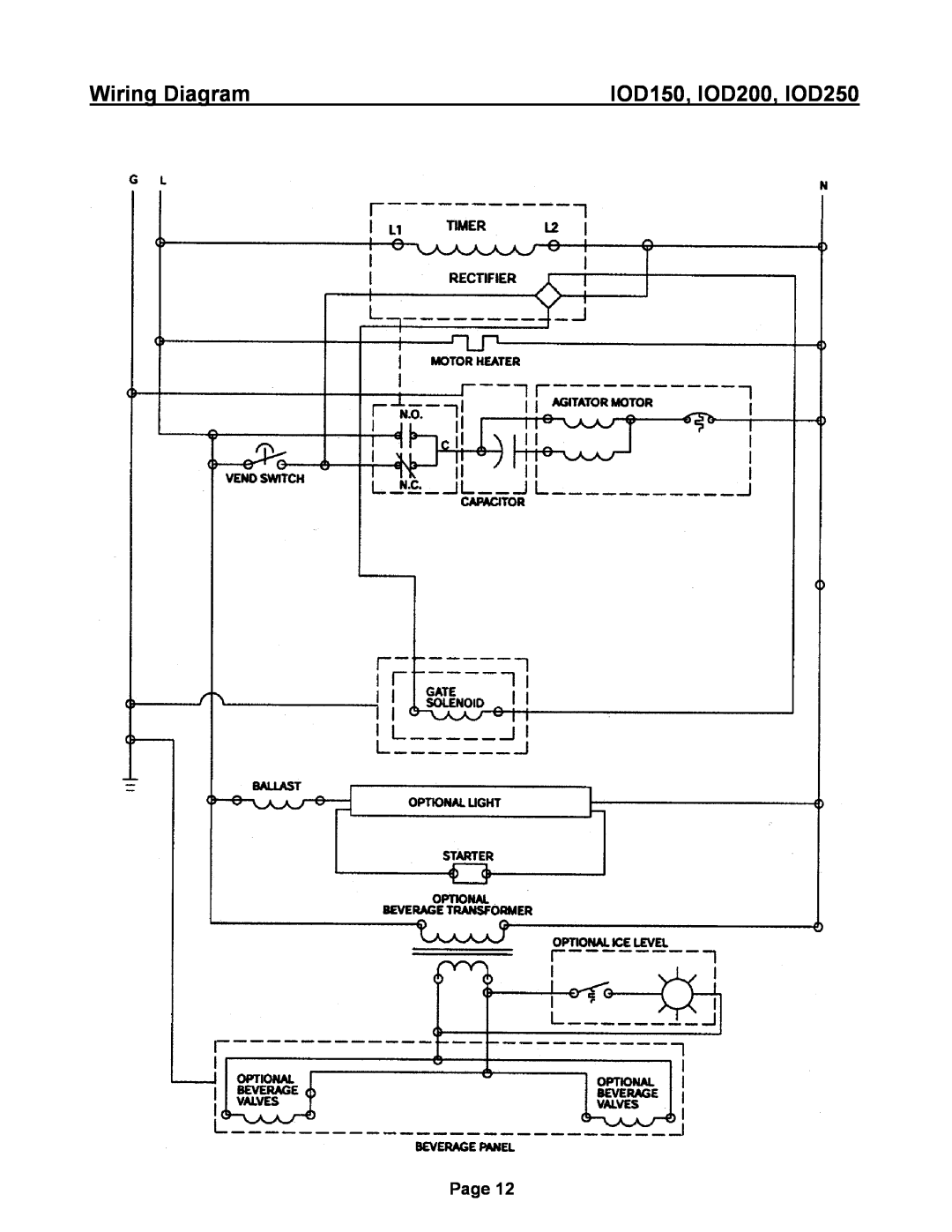 Ice-O-Matic installation manual Wiring Diagram, IOD150, IOD200, IOD250, Page 